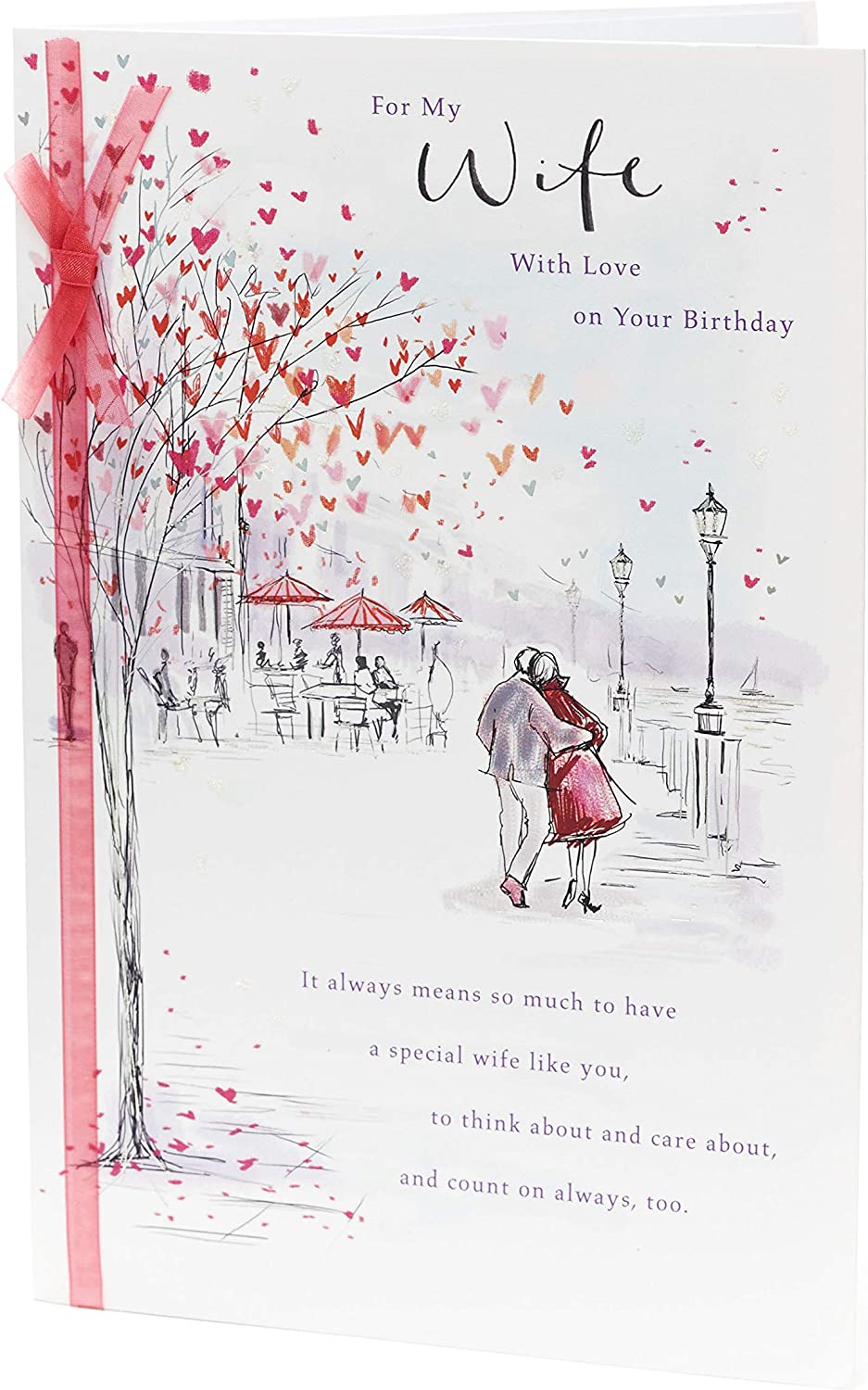 Riverside Couple Walking Luxury Wife Birthday Card