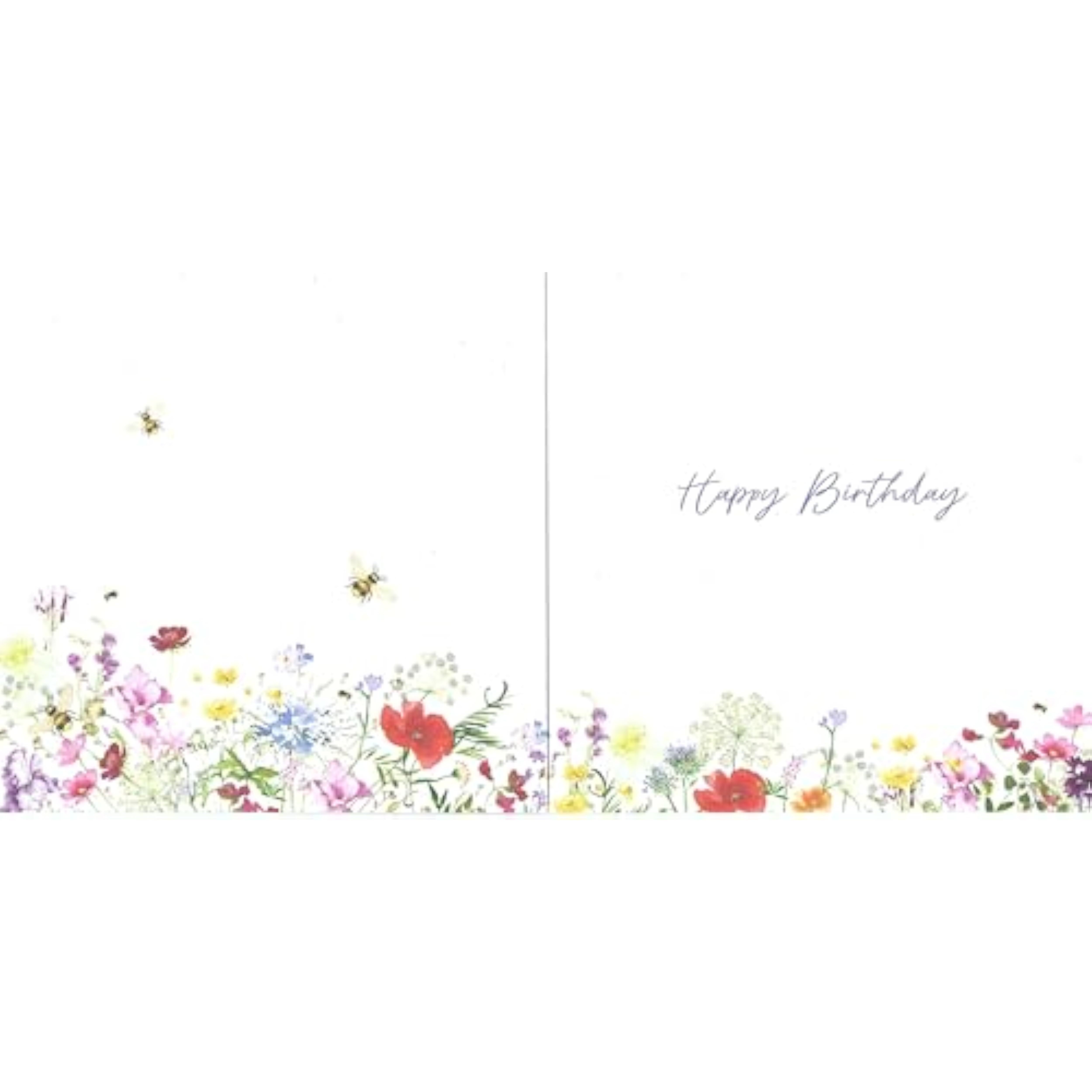 NQ Beautiful Day Wildflower Bloom birthday card with gold foil accents, featuring vibrant wildflowers on the front.