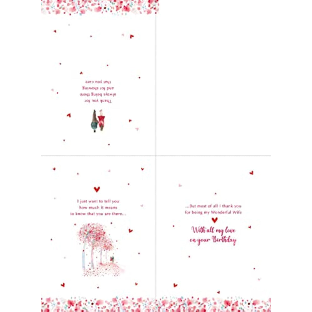 Embossed Cherry Blossom Walk birthday card for wife by NQ, featuring floral design and elegant embossed details.