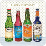 NQ Male Birthday greeting card featuring craft beers design, rounded corners, foil finish, from the Pizazz for Men range.