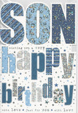 NQ son birthday greeting card with colorful design and cheerful message, perfect for celebrating a son's special day