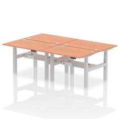 Dynamic Air Back-to-Back W1200 x D800mm Height Adjustable Sit Stand 4 Person Bench Desk With Cable Ports Beech Finish Silver Frame - HA01712 DD