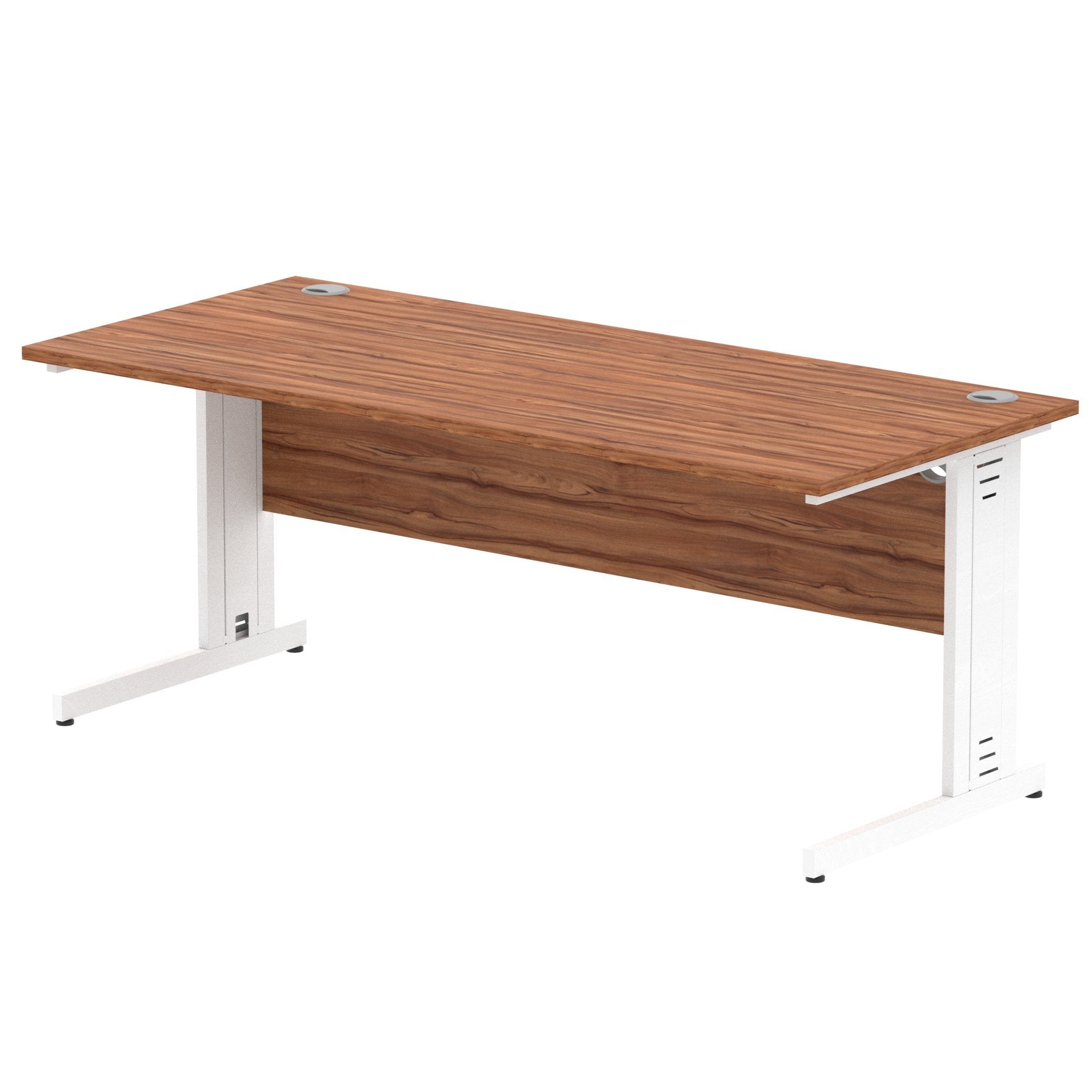Impulse 1800 x 800mm Straight Desk Walnut Top White Cable Managed Leg MI001998 DD