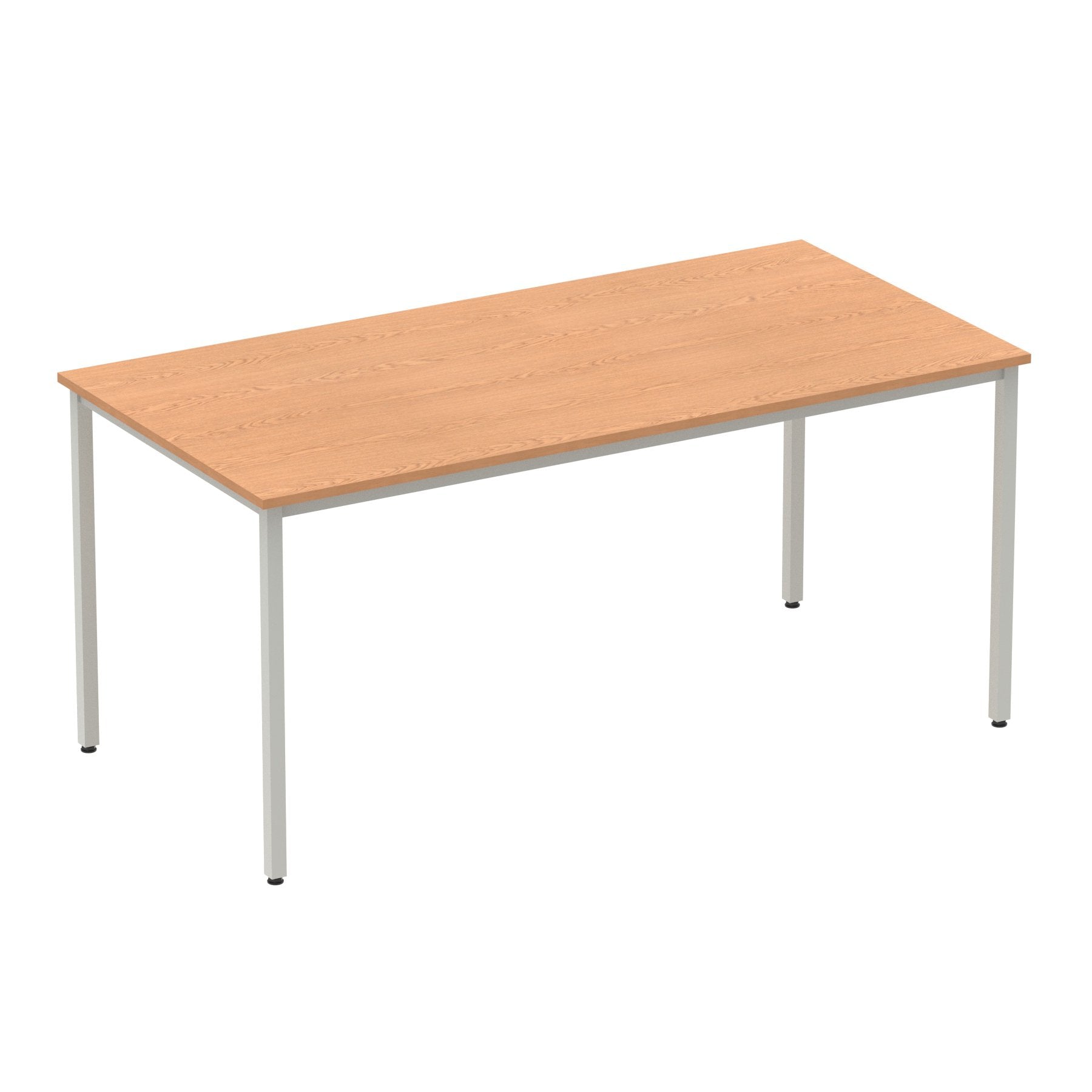 Impulse 1600mm Straight Table Oak Top Silver Box Frame Leg BF00130 DD