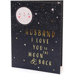 Watermark Husband Anniversary Card - Anniversary Card for Husband - Cute Card for Husband - Romantic Anniversary Card - I Love You to The Moon and Back - Gift Card for Him