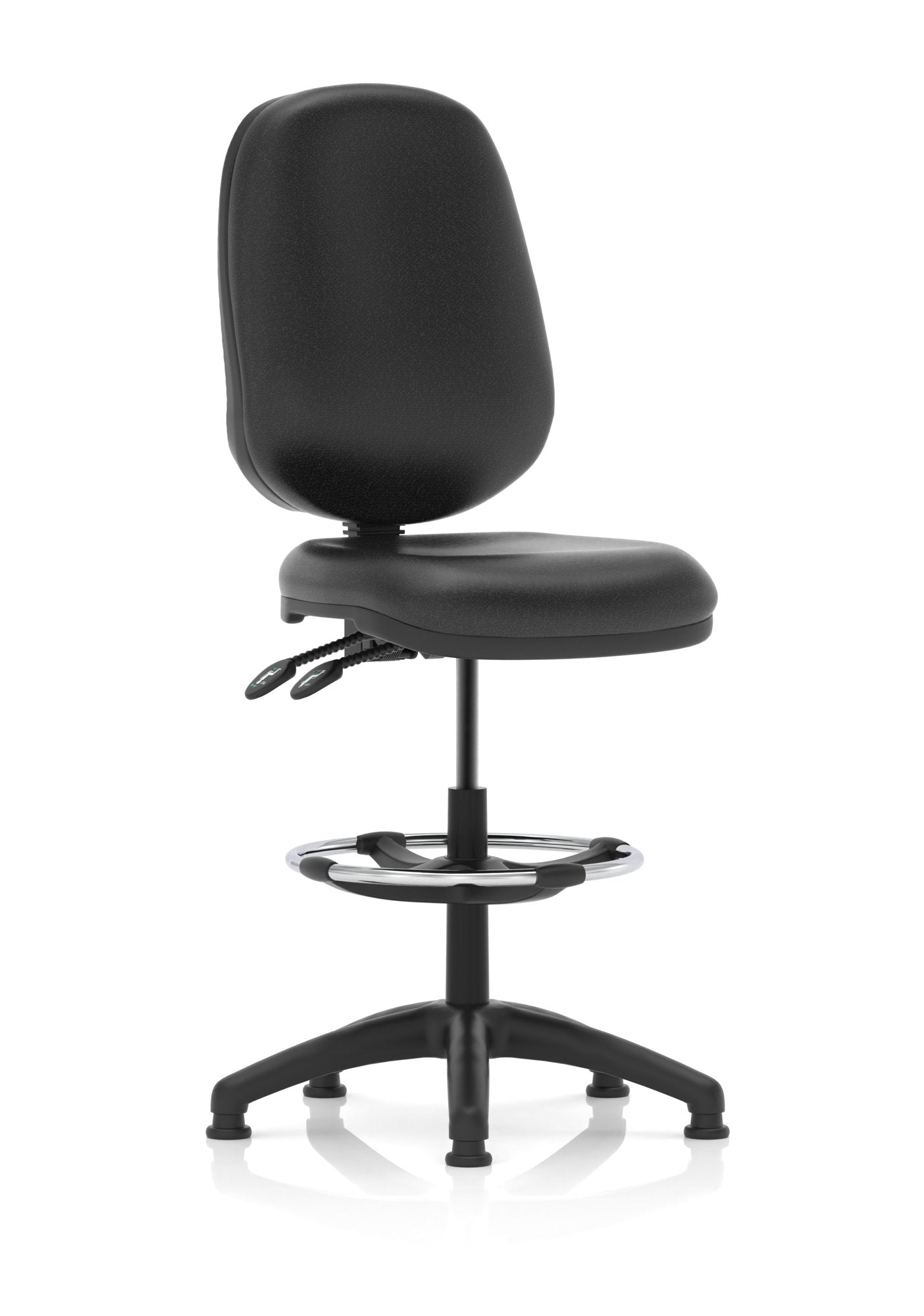 Dynamic Eclipse Plus II Medium Back Soft Bonded Leather Task Operator Office Chair Without Arms and With Hi Rise Draughtsman Kit Black - KC0427 DD