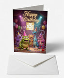 Scanimate | Birthday Card | Merry Monster Chorus Design | Interactive QR Song | With Envelope | Happy Birthday Greeting Card | Kids/Her/Him