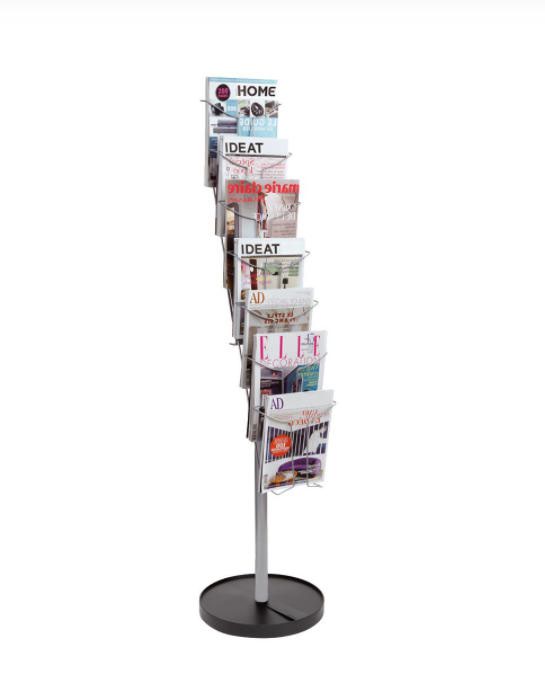 Alba Floor Standing Literature Display Unit 7 x A4 Compartments Silver Grey DDFIL7S
