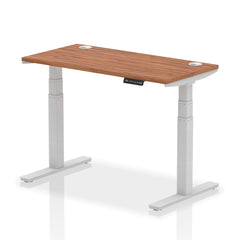 Dynamic Air 1200 x 600mm Height Adjustable Desk Walnut Top Cable Ports Silver Leg HA01125 DD
