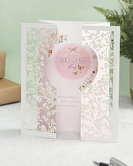 Cut Out Floral Design Wedding Card