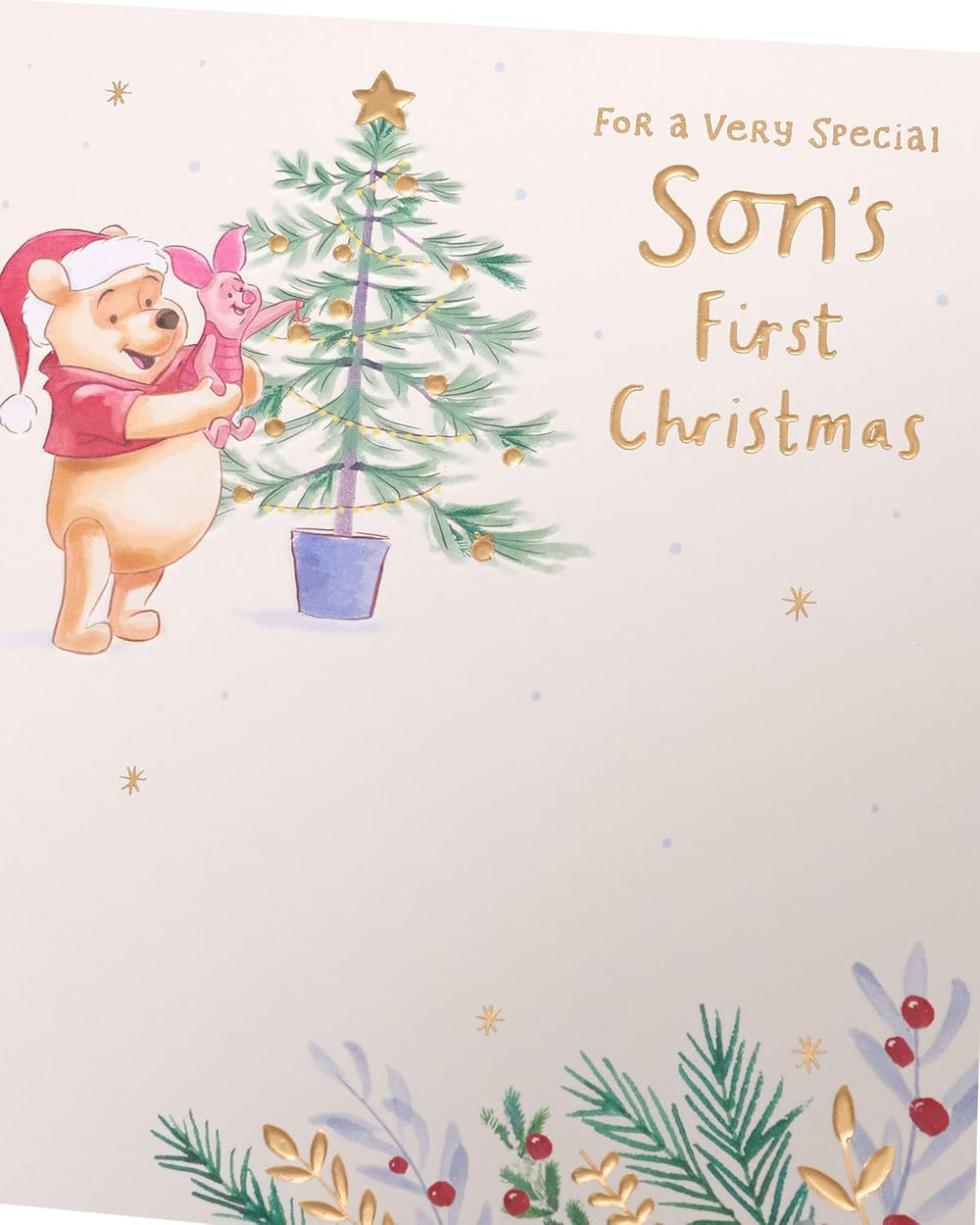 UK Greetings Disney Winnie the Pooh Son's First Christmas Card - Pooh & Piglet Design