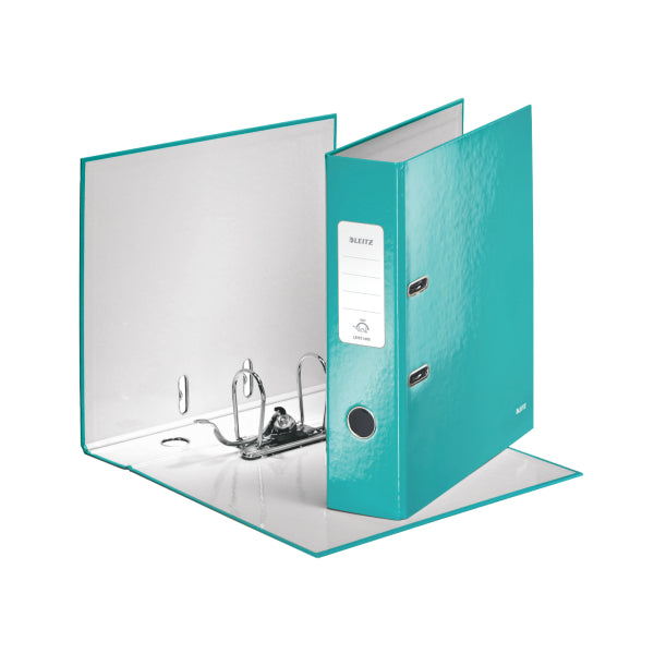 Leitz 180 WOW Lever Arch File Laminated Paper on Board A4 80mm Spine Width Ice Blue (Pack 10) 10050051