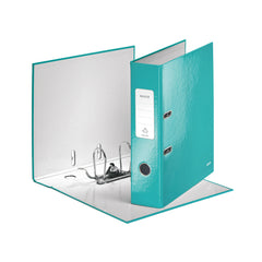 Leitz 180 WOW Lever Arch File Laminated Paper on Board A4 80mm Spine Width Ice Blue (Pack 10) 10050051