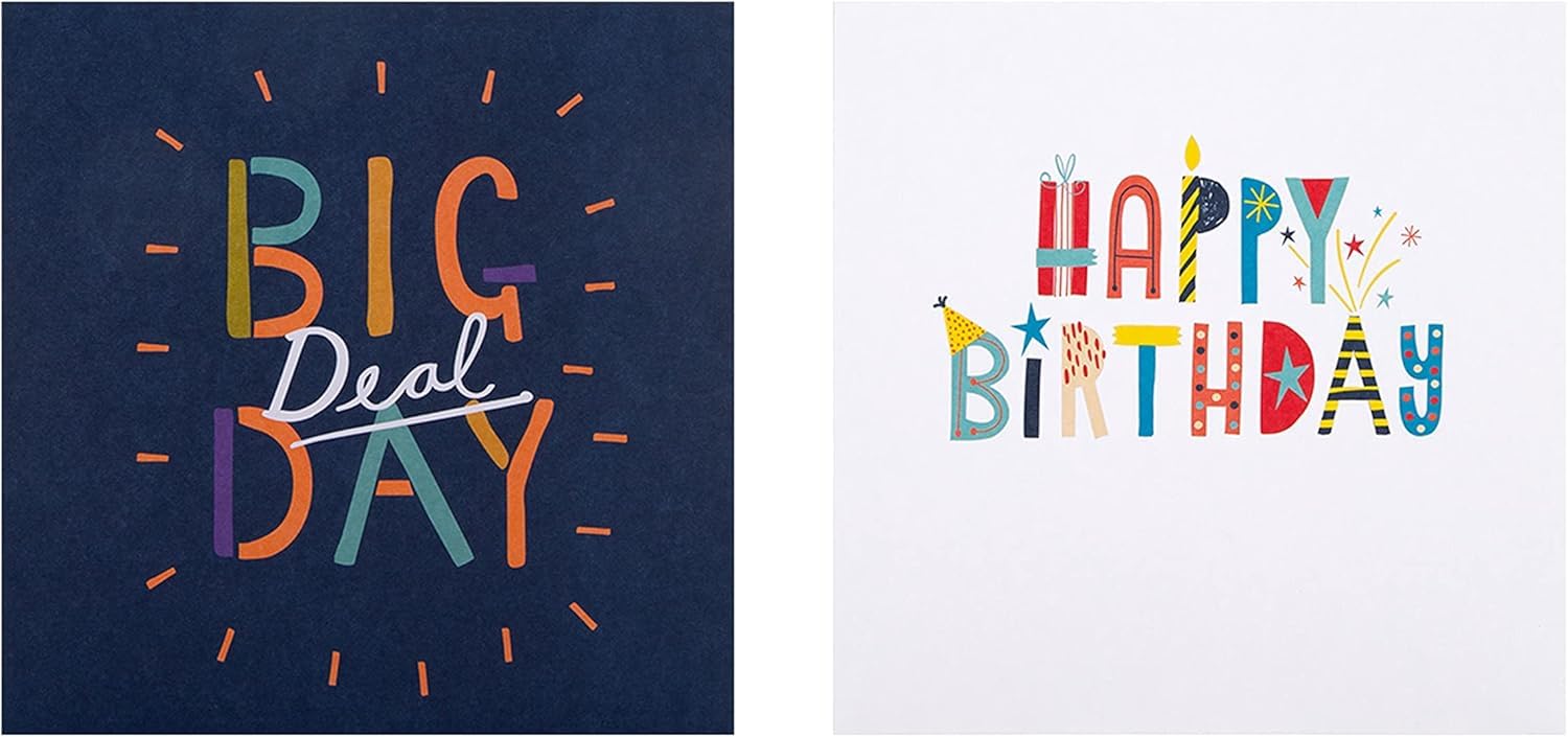 Hallmark Birthday Cards - Multipack of 20 in 4 Colourful Designs