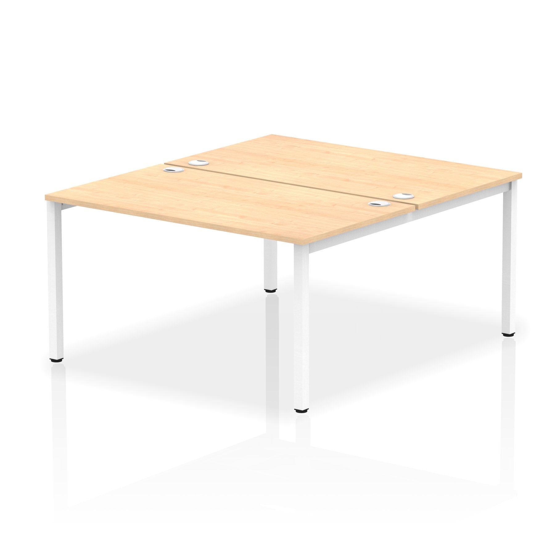 Impulse Back-to-Back 2 Person Bench Desk W1400 x D1600 x H730mm With Cable Ports Maple Finish White Frame - IB00120 DD