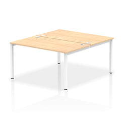 Impulse Back-to-Back 2 Person Bench Desk W1400 x D1600 x H730mm With Cable Ports Maple Finish White Frame - IB00120 DD