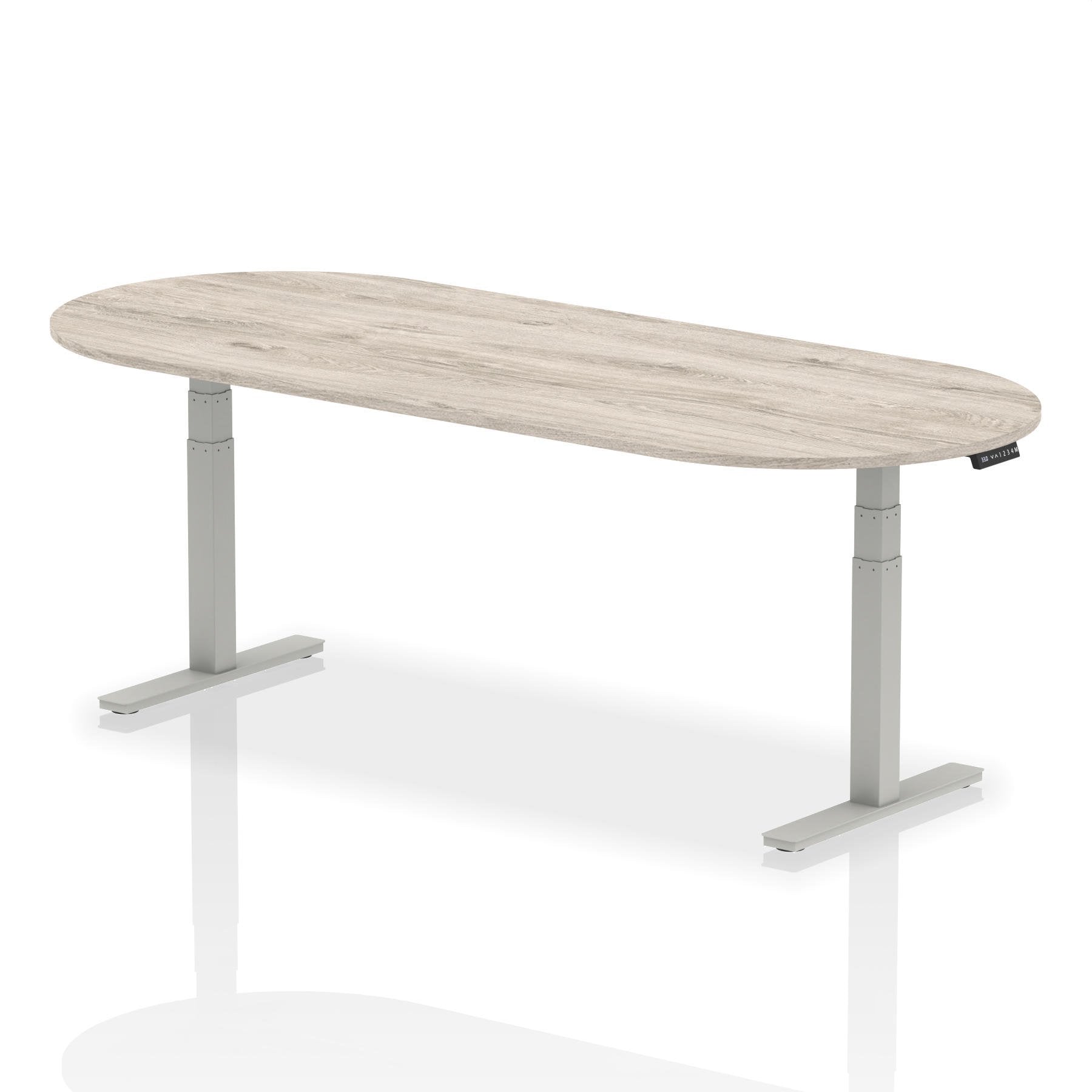 Dynamic Impulse W2400 x D1000 x H660-1310mm Height Adjustable Boardroom Table Grey Oak Finish Silver Frame - I003570 DD
