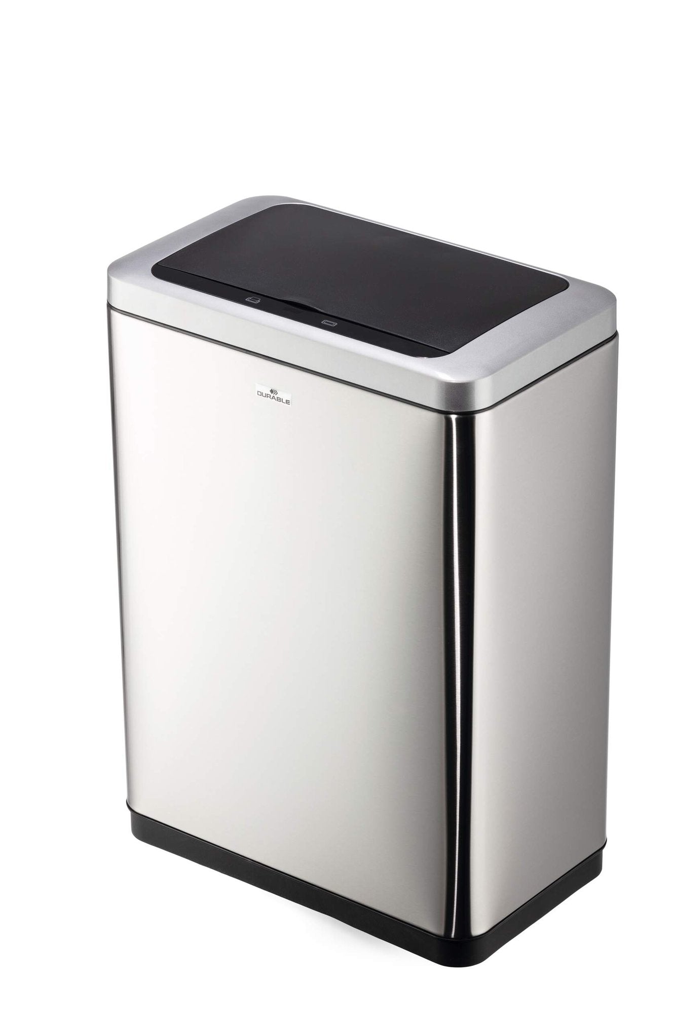 Durable NO TOUCH DUO Sensor Waste Bin 2 x 20L Capacity Silver - 342423 DD