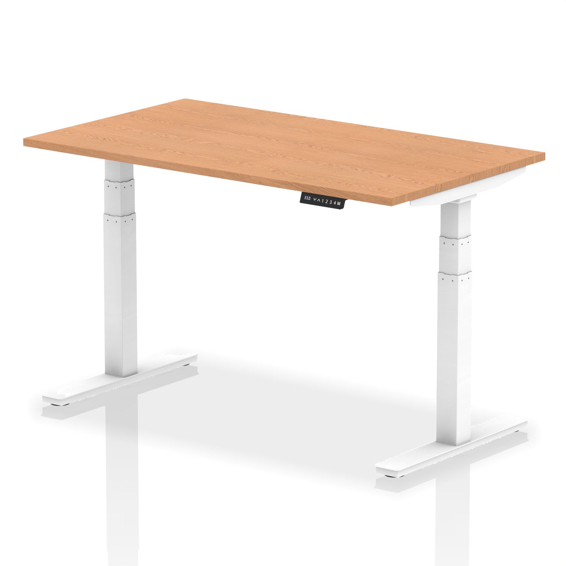 Dynamic Air 1400 x 800mm Height Adjustable Desk Oak Top White Leg HA01038 DD