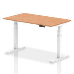 Dynamic Air 1400 x 800mm Height Adjustable Desk Oak Top White Leg HA01038 DD