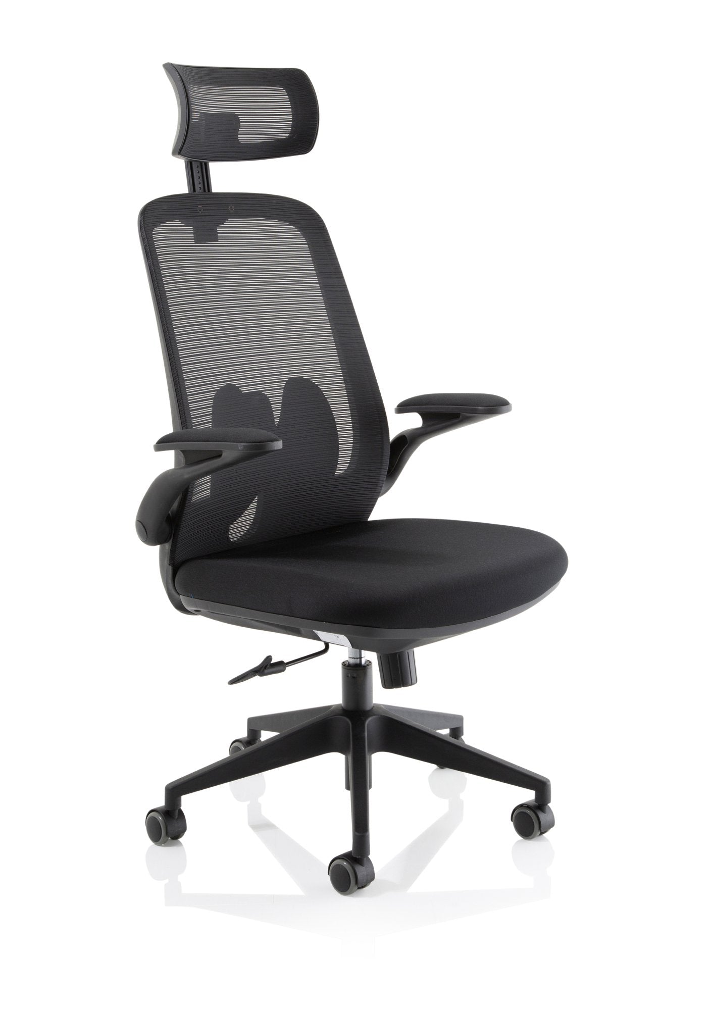 Sigma Executive Mesh Back Office Chair Fabric Seat Black With Folding Arms - OP000320 DD