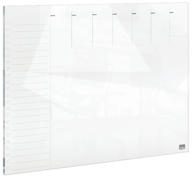 Nobo Glass Weekly Planner Whiteboard 430x560mm White 1915602