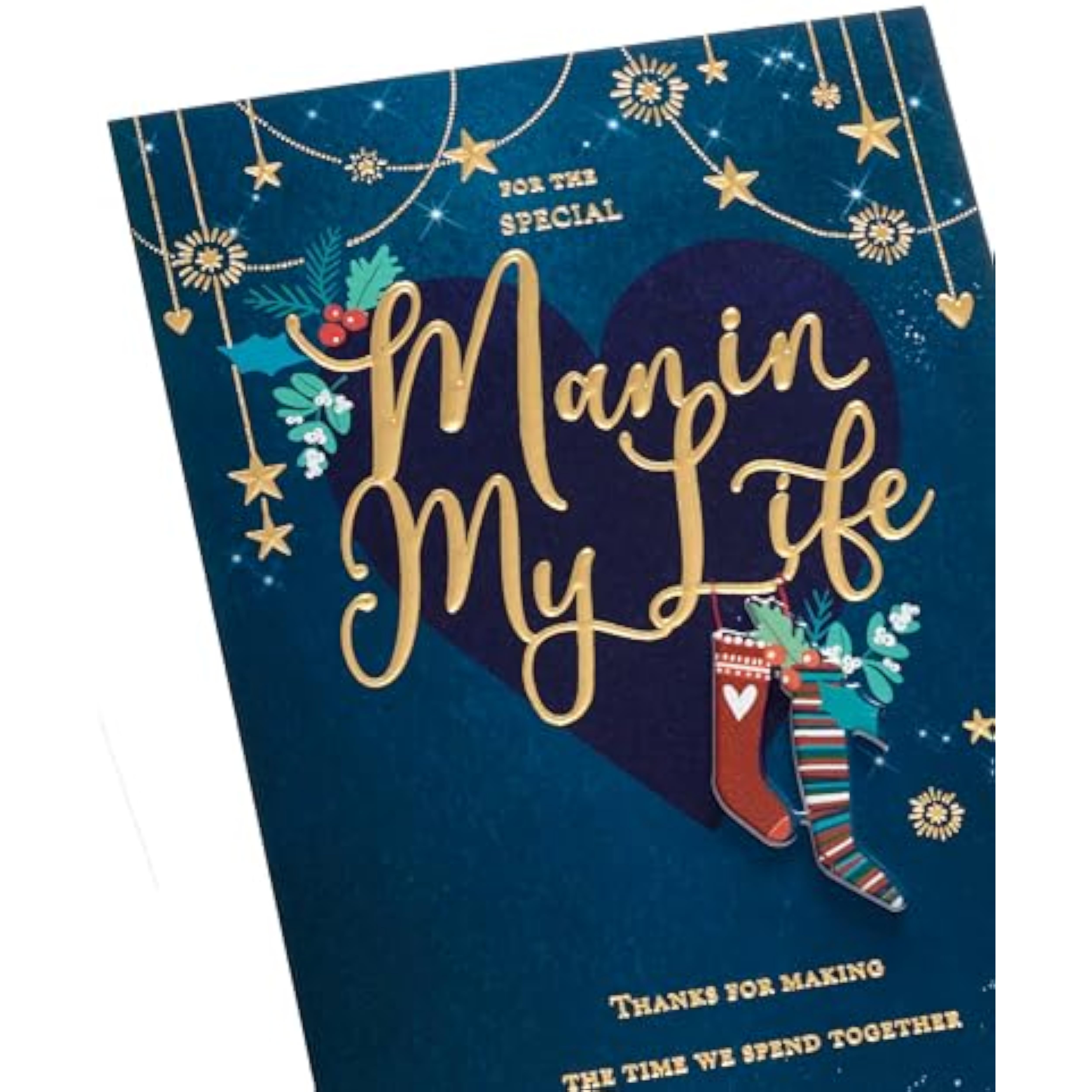 UK Greetings Christmas Card for the Special Man in My Life - Gold Lettering Design,Multi,165 mm x 254 mm
