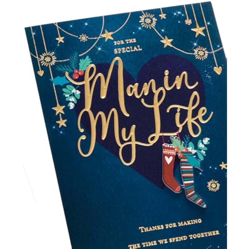UK Greetings Christmas Card for the Special Man in My Life - Gold Lettering Design,Multi,165 mm x 254 mm