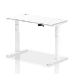 Dynamic Air 1200 x 600mm Height Adjustable Desk White Top Cable Ports White Leg HA01149 DD