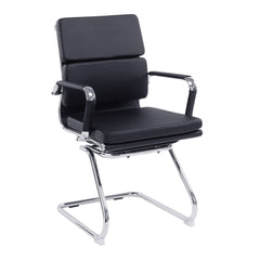 Nautilus Designs Avanti Medium Back Bonded Leather Cantilever Visitor Chair With Individual Back Cushions & Fixed Arms Black - BCL/5003AV/BK DD
