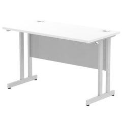 Impulse 1200 x 600mm Straight Desk White Top Silver Cantilever Leg MI002196 DD