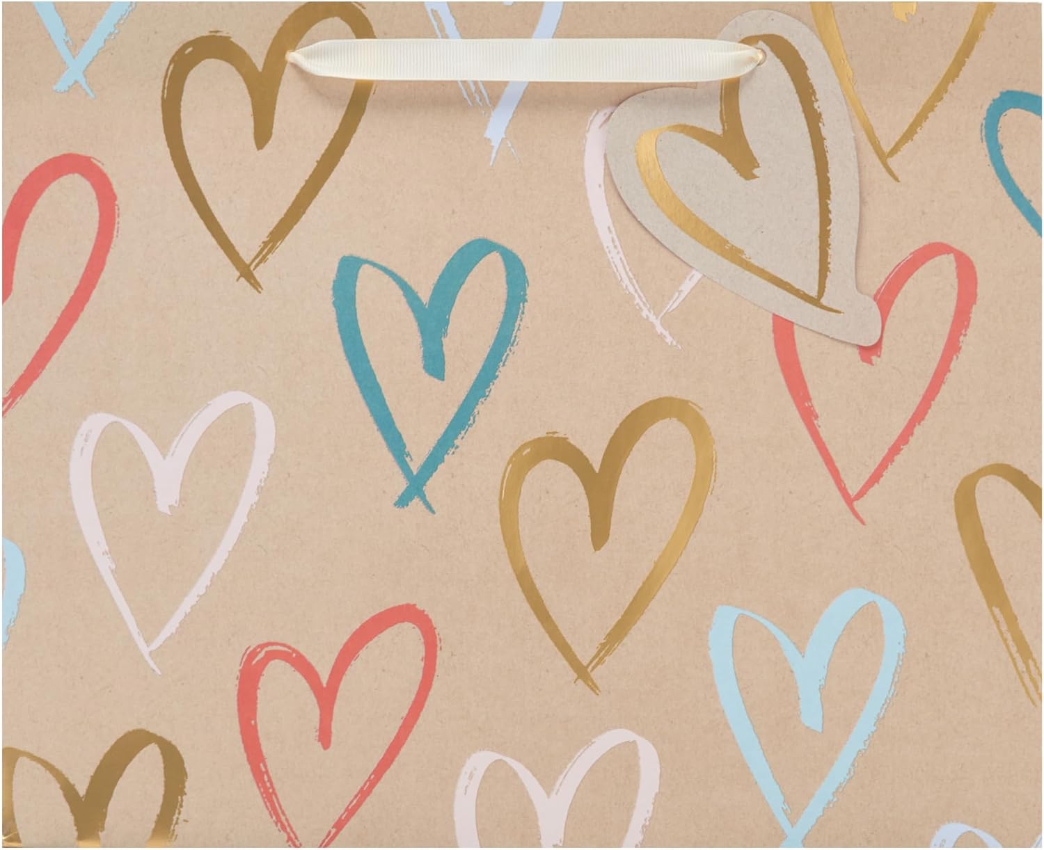 Kraft Hearts Design Large Gift Bag