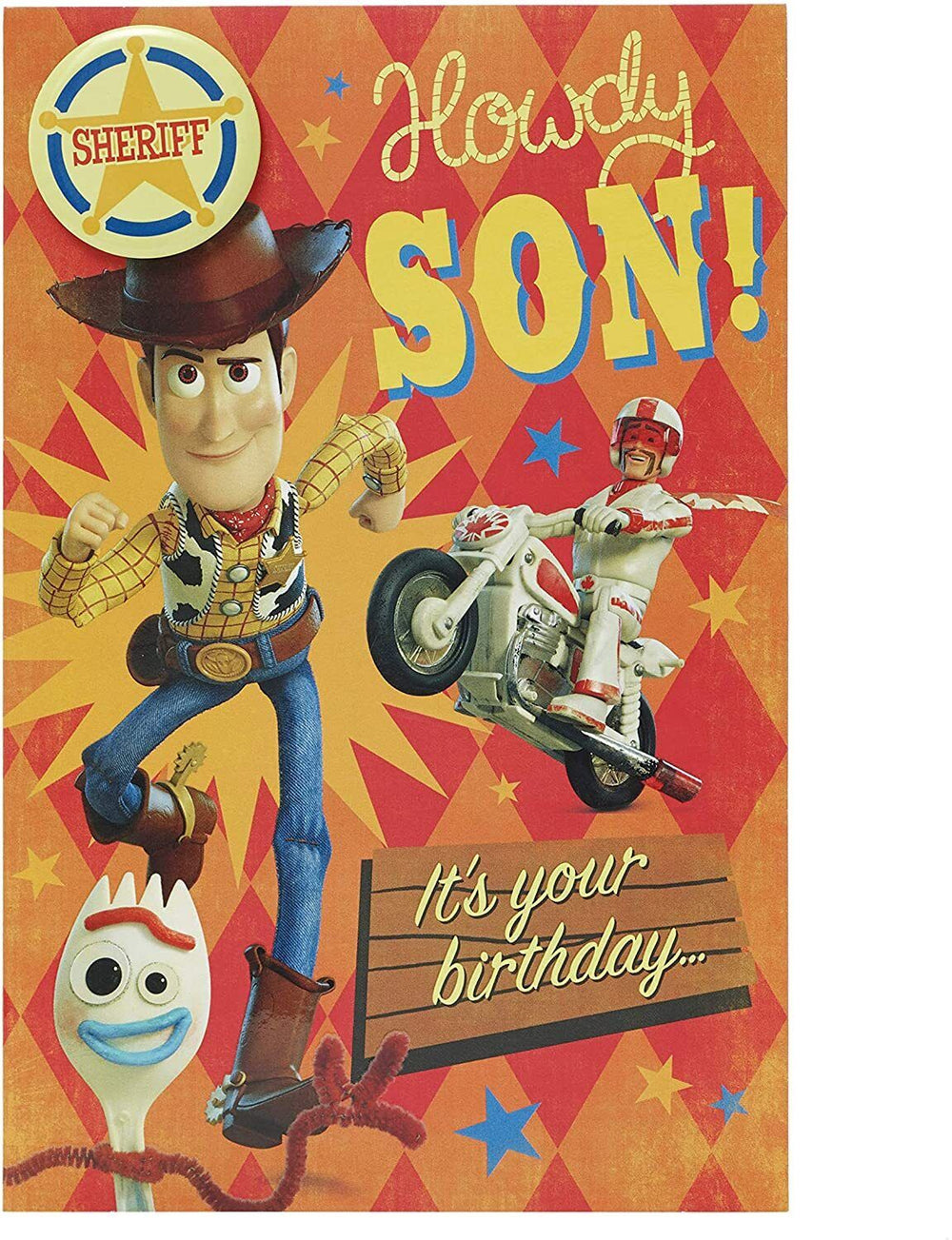 Disney's Toy Story 4 Son Birthday Card include Badge
