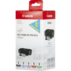 Canon PGI9 Green Matte Black Red Photo Cyan Magenta Standard Capacity Ink Cartridge Multipack 5 x 14ml (Pack 5) - 1033B013