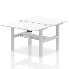 Dynamic Air Back-to-Back W1200 x D800mm Height Adjustable Sit Stand 2 Person Bench Desk With Cable Ports White Finish Silver Frame - HA01700 DD