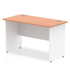 Impulse Straight Office Desk W800 x D600 x H730mm Panel End Leg Beech Finish White Frame - TT000075 DD