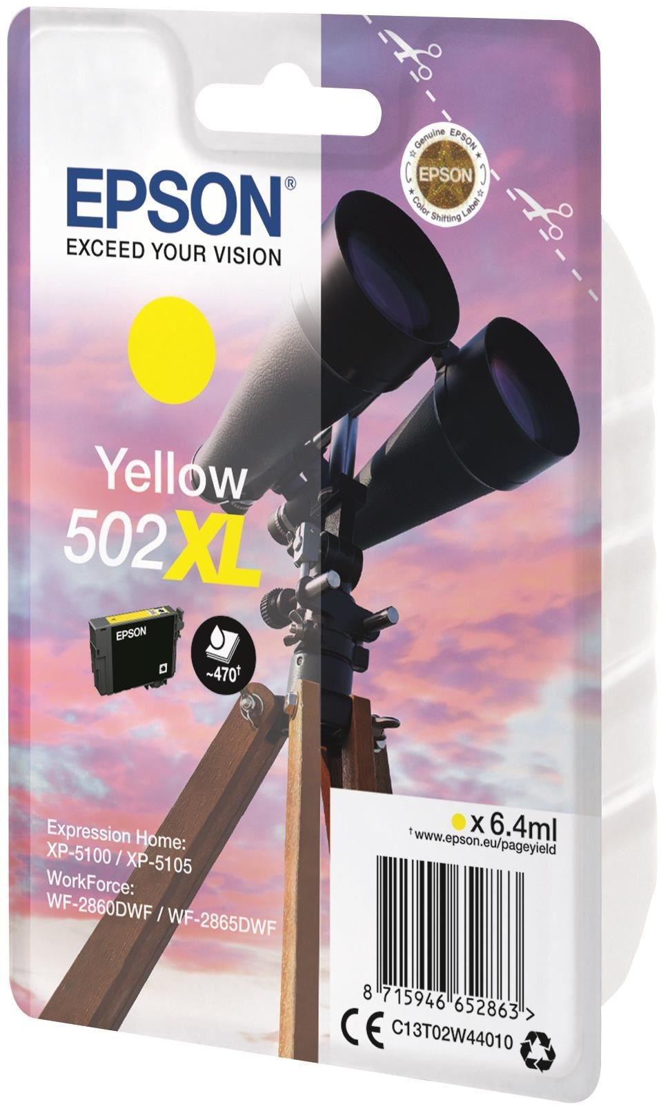 Epson 502XL Binoculars Yellow High Yield Ink Cartridge 6ml - C13T02W44010