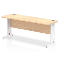 Impulse 1800 x 600mm Straight Desk Maple Top White Cable Managed Leg MI002510 DD