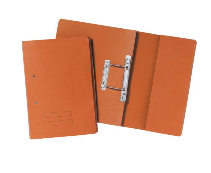 Exacompta Pocket Spring File Manilla Foolscap 285gsm Orange (Pack 25) - TPFM-ORGZ
