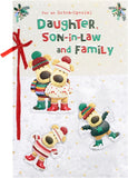 Christmas Greeting Card for Daughter, Son-in-Law and Family – Cute Boofle Embellished Festive Design