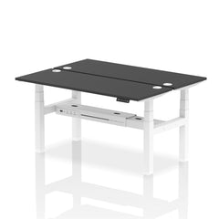 Dynamic Air Back-to-Back W1600 x D600mm Height Adjustable Sit Stand 2 Person Bench Desk With Cable Ports Black Finish White Frame - HA02938 DD