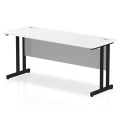 Impulse 1600 x 600mm Straight Desk White Top Black Cantilever Leg MI003331 DD