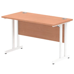 Impulse 1200 x 600mm Straight Desk Beech Top White Cantilever Leg MI001684 DD