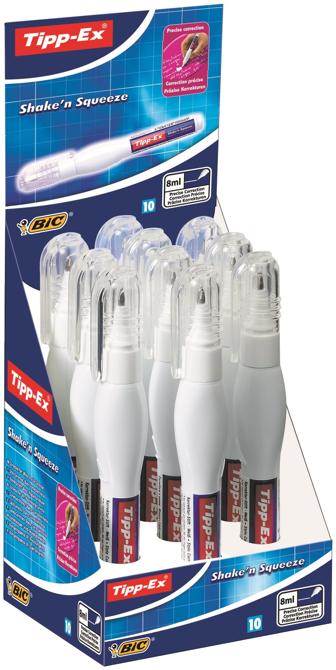 Tipp-Ex Shake and Squeeze Correction Fluid Pen 8ml White (Pack 10) 802423 - 8024223