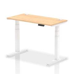Dynamic Air 1200 x 600mm Height Adjustable Desk Maple Top Cable Ports White Leg HA01153 DD