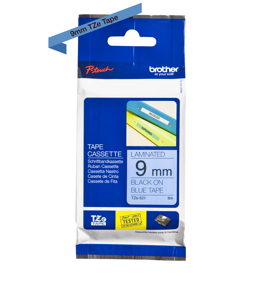 Brother Black On Blue Label Tape 9mm x 8m - TZE521