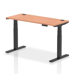 Dynamic Air 1400 x 600mm Height Adjustable Desk Beech Top Cable Ports Black Leg HA01226 DD