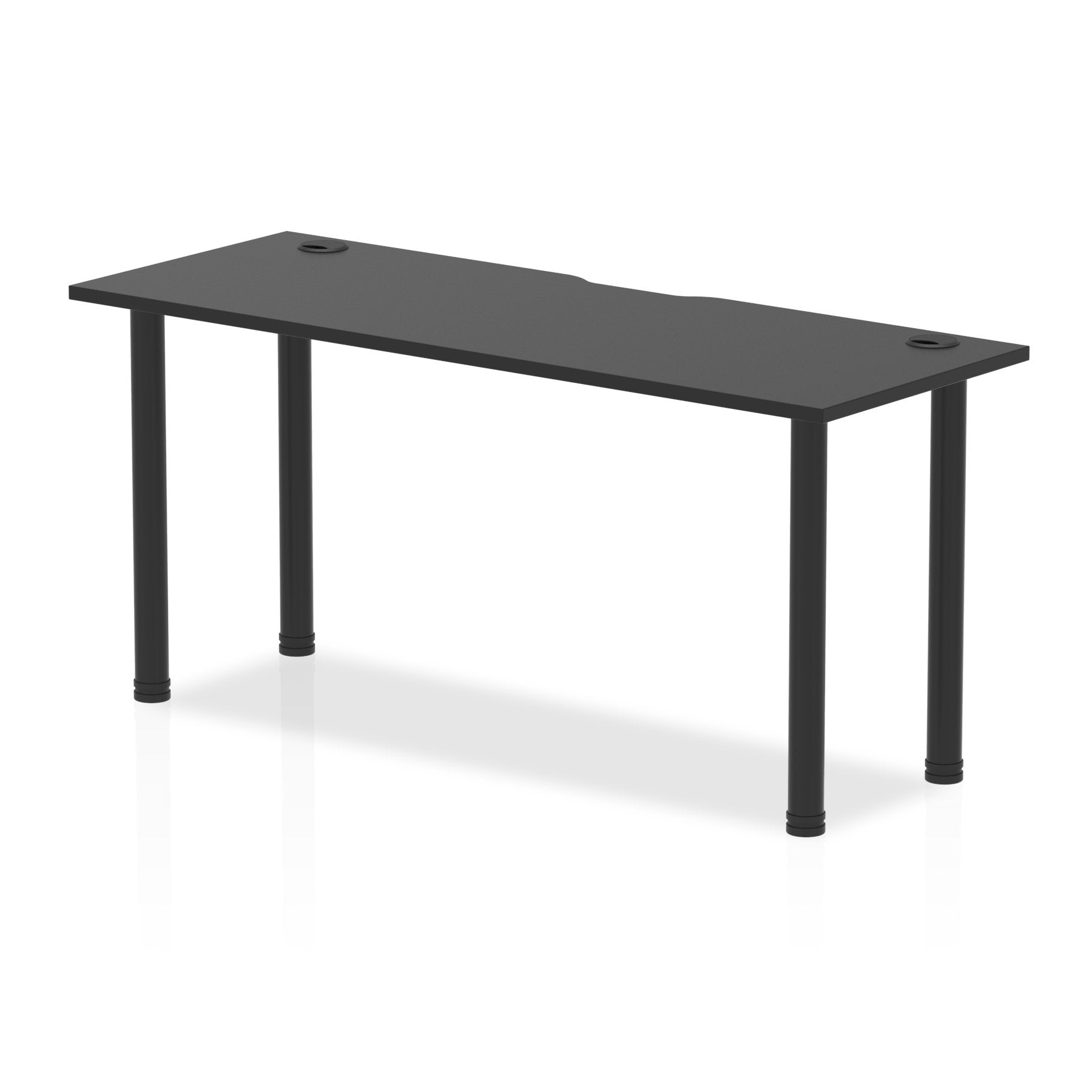 Dynamic Impulse Black Series 1600 x 600mm Straight Table Black Top with Cable Ports Black Post Leg I004206 DD