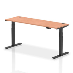 Dynamic Air 1800 x 600mm Height Adjustable Desk Beech Top Cable Ports Black Leg HA01228 DD