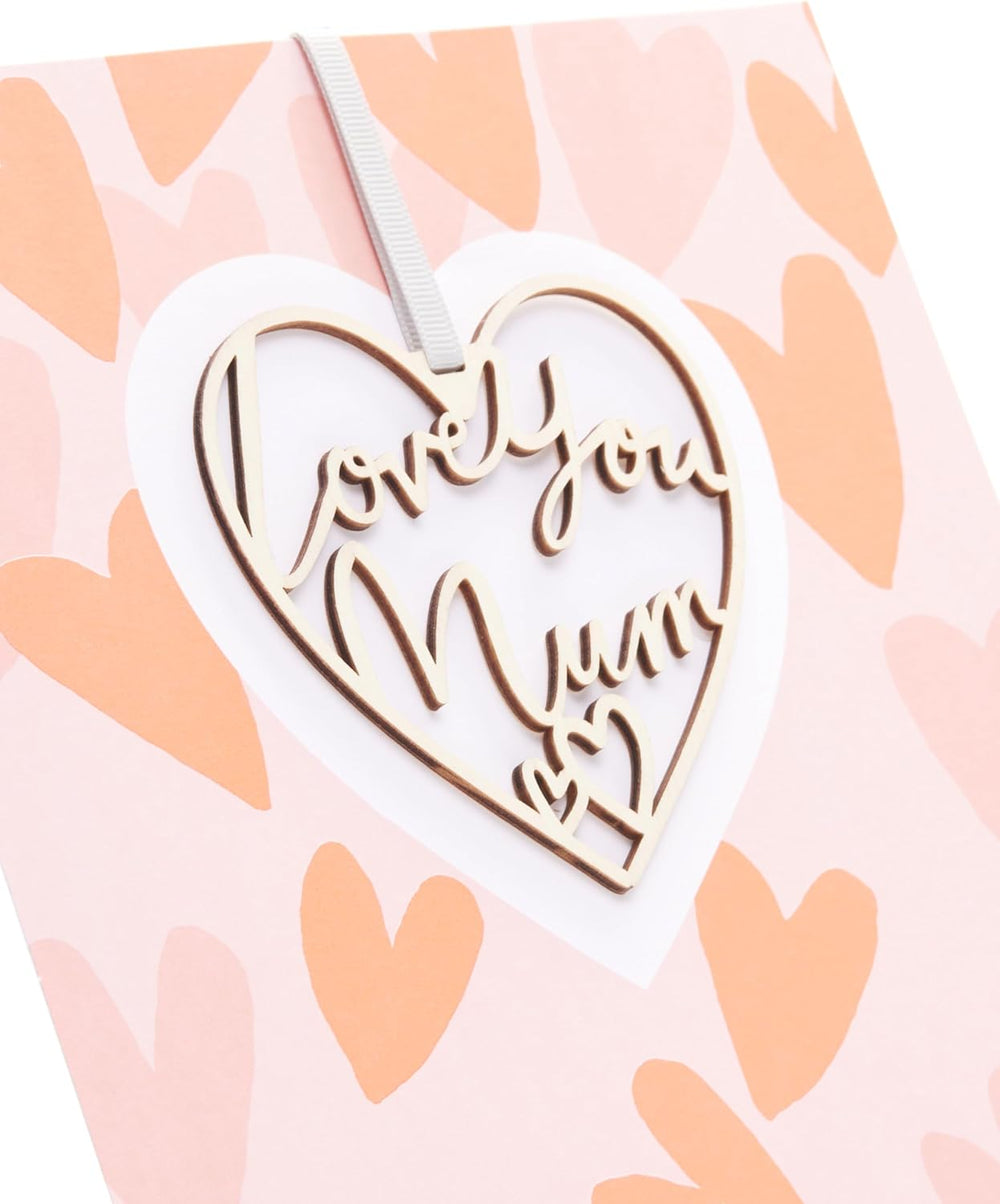 UK Greetings Mother's Day Card for Mum - Keepsake Heart Attachment Design